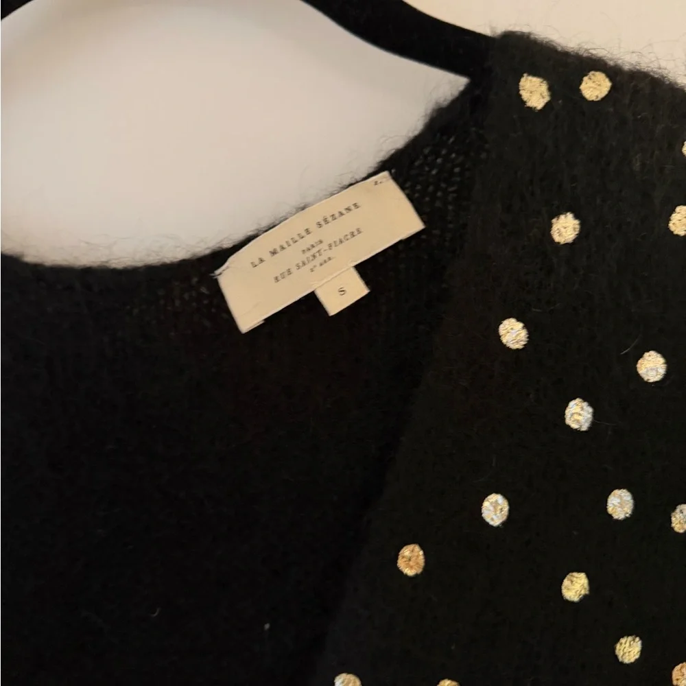 Sezane Lizy Cardigan Noir/doré - Size S - Picture 4 of 5